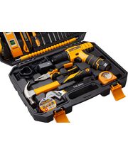 TOLSEN Aku vrtací šroubovák 12V, 1x1,5Ah + sada ručního nářadí v kufru, 65 ks