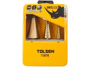 Комплект свредла TOLSEN HSS със стъпала, 3 части