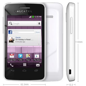 ALCATEL ONETOUCH 4010D T'POP weiß + Folie