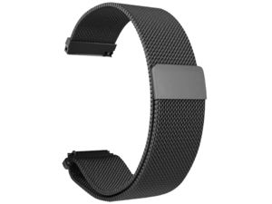 Curea universală de înlocuire din metal, cu închidere magnetică, cu tragere milaneză, 22 mm, negru
