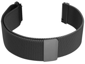 Curea universală de înlocuire din metal, cu închidere magnetică, cu tragere milaneză, 22 mm, negru
