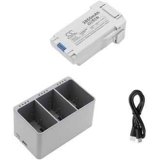 ACTION Зарядно устройство за 3 батерии за DJI Mini 3/4 и Mini 3/4 Pro, алтернатива + 3 батерии за DJI Mini 3/4 и Mini 3/4 Pro