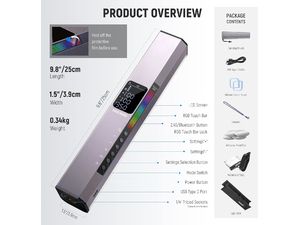 Neewer RGB1 roșu auriu, bară luminoasă permanentă, 150x RGB LED, 10W, fixare magnetică