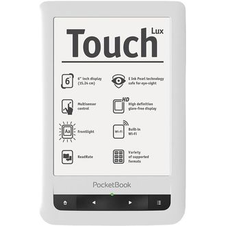 PocketBook 623 Touch LUX, E-Book-Lesegerät mit Hintergrundbeleuchtung, weiß