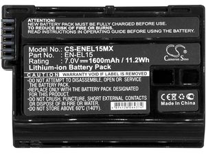 Baterie pentru Nikon Coolpix D7000 (equ.EN-EL15) 1600mAh, Li-pol