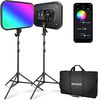 Kit de stand Neewer RGB168, set de 2 x lumină foto permanentă 18,3" RGB panel, 144x RGBWWW LED, 60W