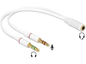 Delock Headset Adapter 1 x 3.5 mm 4 pin Stereo jack female > 2 x 3.5 mm 3 pin Stereo jack male