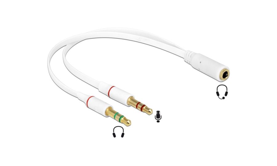 Delock Headset Adapter 1 x 3.5 mm 4 pin Stereo jack female > 2 x 3.5 mm 3 pin Stereo jack male