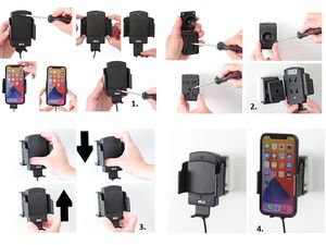 Brodit suport cu încărcare wireless Qi 15W, reglabil, L 61-83 mm, Th 6-11 mm, încărcare ascunsă