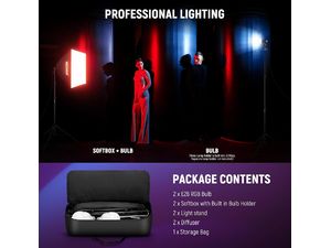 Neewer NK800 softbox stand kit, set de 2 x lumini foto permanente cu LED-uri RGB, 2 x softbox, 2 x LED-uri de 26W