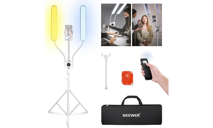 Neewer BH40B állandó kétkaros lámpa állvánnyal, 210 LED, 36W, 5200lux, CRI 98+, távirányítóval, távirányítóval