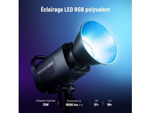 Neewer CB60 RGB lumină permanentă de studio, Bowens, 18000Lux/1m, 2700-6500K, CRI97+, 70W, COB LED, APP