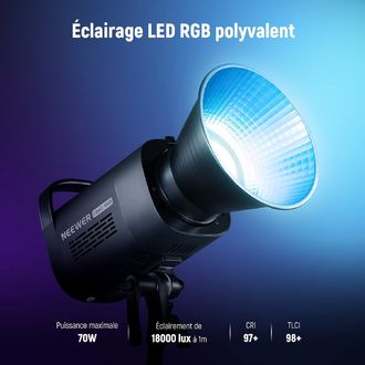 Neewer CB60 RGB постоянна студийна светлина, Bowens, 18000Lux/1m, 2700-6500K, CRI97+, 70W, COB LED, APP