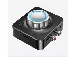 Bluetooth 5.0 audio vevő, RCA (Cinch) csatlakozókon vagy 3,5 mm-es audiokábeleken keresztül csatlakoztatható