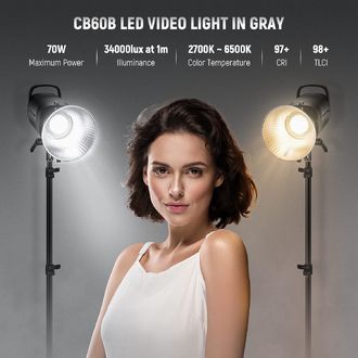 Neewer CB60 lumină permanentă de studio, Bowens, 34000Lux/1m, 2700-6500K, CRI97+, 70W, LED COB bicolor COB