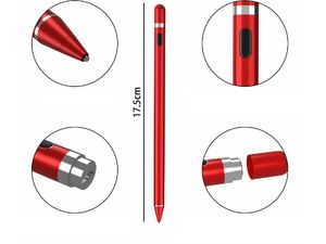 Aktivní stylus a dotykové pero 3v1 pro mobily a tablety, červené