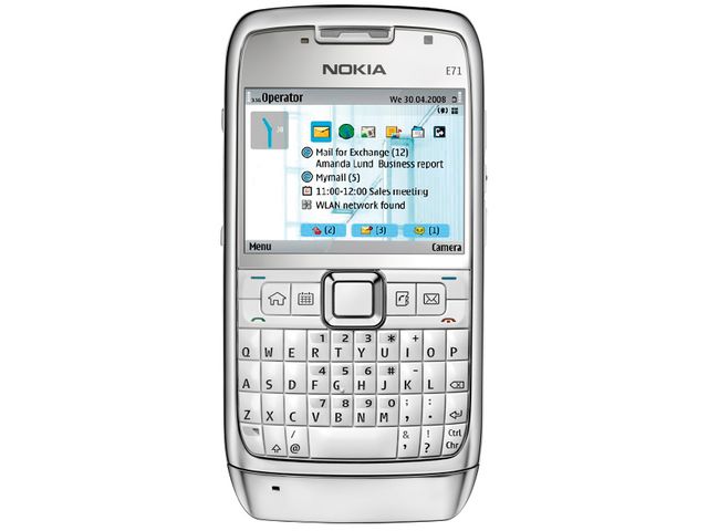 Inhalt des Pakets NOKIA E71 White Steel