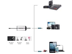 Hotec UHF bezdrátové dva mikrofony s přijímačem, dosah až 30 metrů, černé