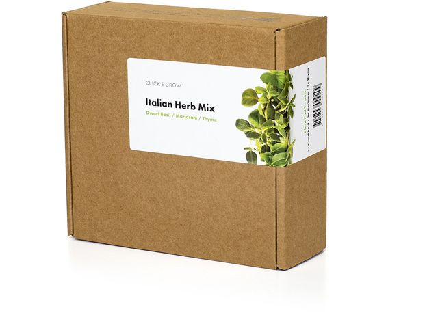 conținutul pachetului Click and Grow Amestec de ierburi italiene, capsule cu semințe și substrat 9buc