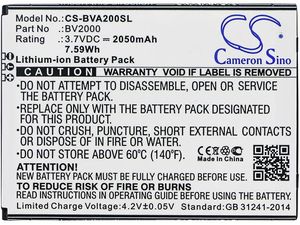 Akkumulátor a következőhöz: Blackview Bv2000, 2050 mAh, Li-Ion