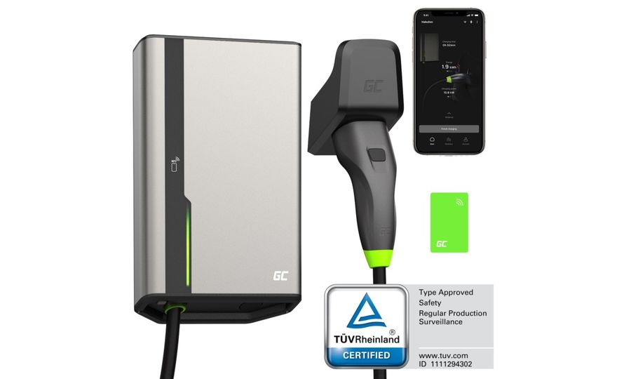 Green Cell HabuDen Wallbox 22kW 32A stație de încărcare pentru vehicule electrice cu NFC, App, BT, cablu 7.5m