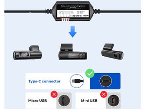 Lingdu AZDOME Hardwire Kit USB-C Kit für die Stromversorgung von Kameras im Parkmodus
