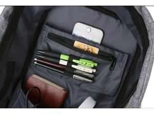 Anti-theft batoh 18L, USB a 3,5mm jack, bezpečnostní batoh proti krádeži, tmavě šedý