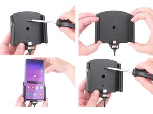 Brodit autós tartó mobiltelefonhoz, USB-C állítható, rejtett résszel. Sz. 75-89 mm, vastagság 2-10 mm