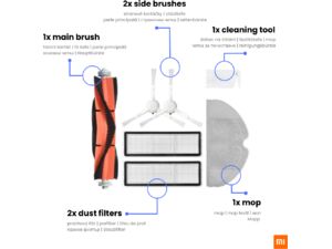 Mobilly perie și filtru set pentru Xiaomi Mi Robot Vacuum Mop 1C, Mop2 Pro +, Dreame L10, Z10