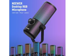 Neewer CM24 RGB Light, microfon USB pentru jocuri de noroc