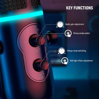 Neewer CM27 RGB Light, microfon USB pentru streaming și gaming PRO
