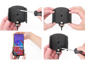 Brodit suport auto pentru telefon mobil cu USB-C reglabil cu încărcare ascunsă, l.62-77 mm, grosime 2-10mm