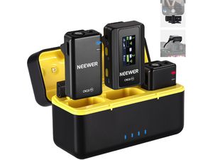 Neewer CM28 PRO, set 2x microfon de revers fără fir, receptor și bază de încărcare
