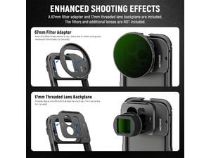 Neewer PA024k készlet, ultra stabilizáló ketrec + 2x fogantyú iPhone 15 MAX, 15 PRO MAX készülékhez