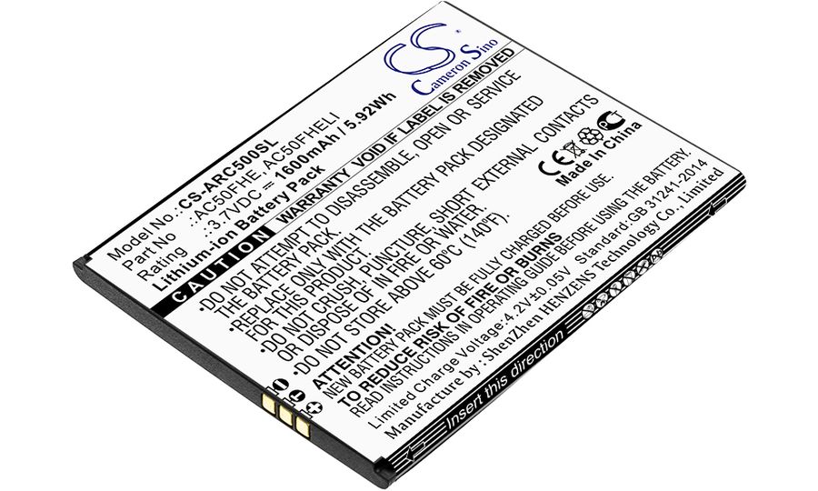 Akku für Archos 50f Helium Lite, 1600 mAh, Li-Ion