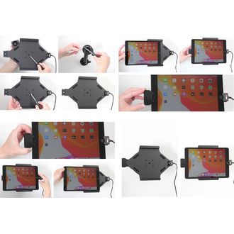 Brodit държач за кола за Apple iPad 10,2" (2021/2020/2019), без калъф, CL/USB зареждане, с щит