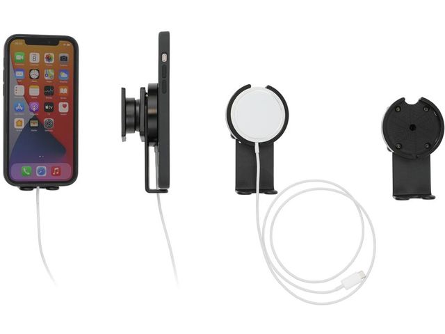 obsah balení Brodit držák do auta pro iPhone 14/13/12/Mini/Pro/Max + Apple MagSafe nabíječka (bez autonabíječky, s podpěrou)