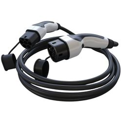 EcoVolter nabíjecí kabel pro elektromobily Typ2, 11kW 3x16A 5m, bílá koncovka s Tesla tlačítkem