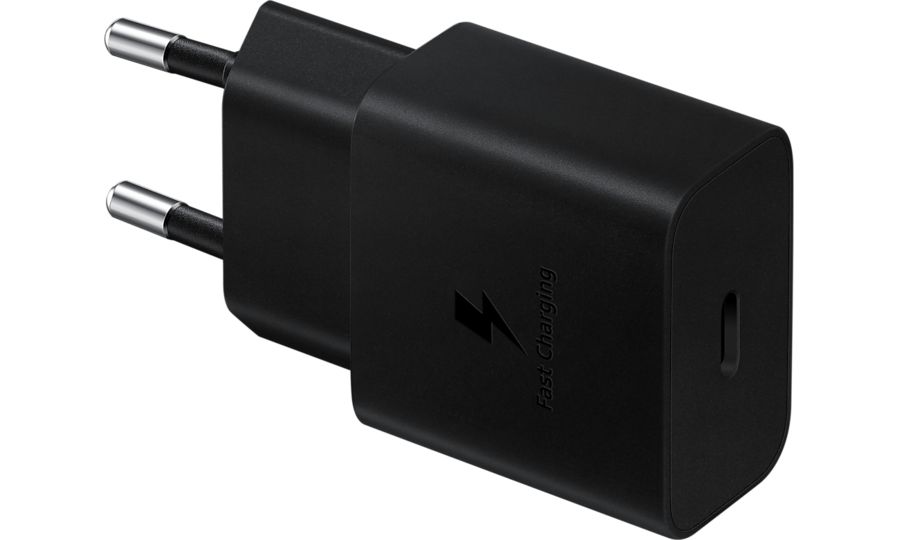 Samsung USB-C 15W зарядно устройство за пътуване + USB-C кабел за данни и зареждане, черен