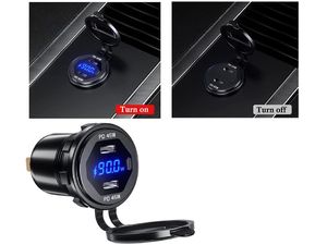 Încărcător încorporat rezistent la apă/priză cu monitor de tensiune, 2x USB-C, încărcare rapidă PD, 90W