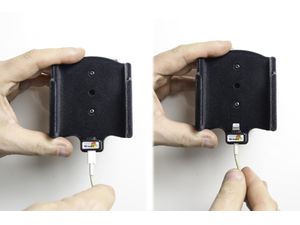 Brodit suport pentru Apple iPhone Xs/X fără carcasă, cu grommet pentru orig. Cablu Lightning, catifea