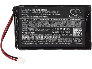 Baterie pro RTI, T1, T1-B, T1b, T2, T2+, Theatertouch, 750 mAh, Li-Ion