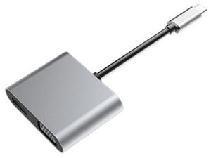 Mobilly 4in1 USB-C zu HDMI, VGA, USB3.0 Adapter mit Power Delivery 87W