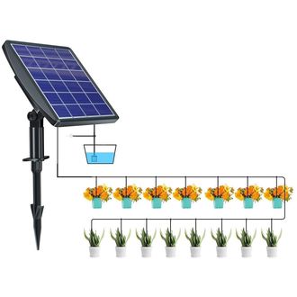Sistem de irigare inteligent cu panou solar, baterie încorporată de 2000 mAh, 15 duze
