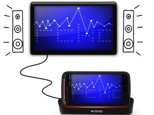 Kidigi поставка за зареждане за HTC Sensation/XE с HDMI изход - хоризонтална