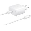 Samsung бързо зарядно устройство за пътуване USB-C с кабел, 45W, бяло, екологична опаковка-