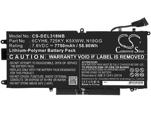 Akkumulátor a következőhöz: Dell Latitude 12 5289, Dell Latitude E5289, 7750 mAh, Li-Pol
