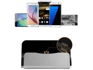 Univerzální stolní nabíječka s oboustranným microUSB konektorem, stříbrno/černá