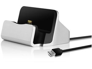 Univerzální stolní nabíječka s oboustranným microUSB konektorem, stříbrno/černá