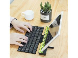 Tastatură wireless pliabilă pentru tabletă, cu suport pentru tabletă